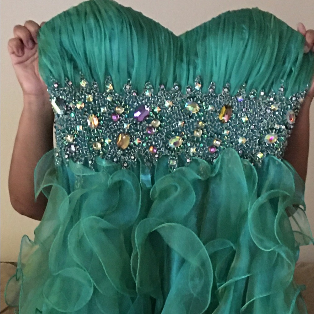 A prom/quince/wedding dress with shoes